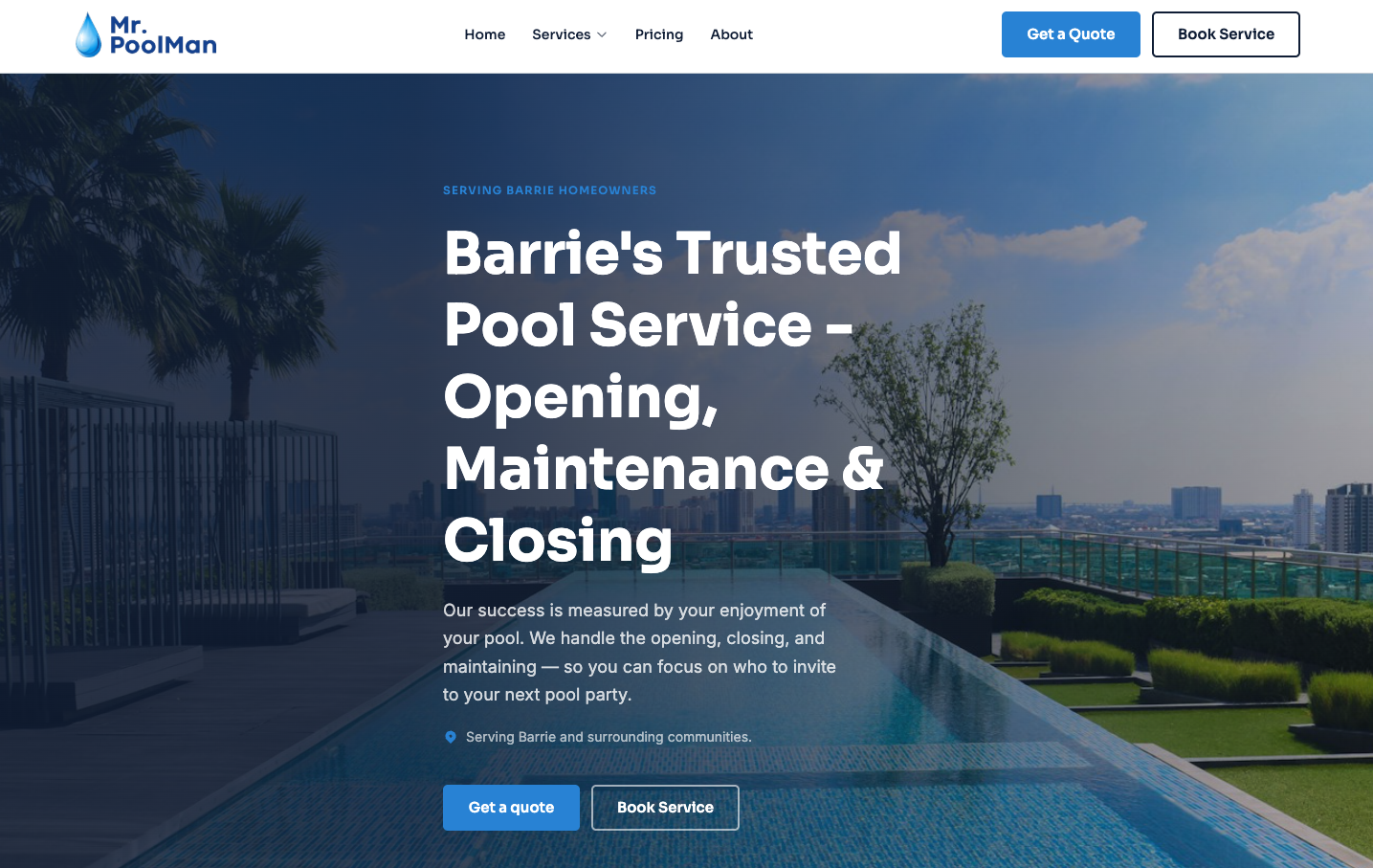 Mr. Poolman - Pool Services Website