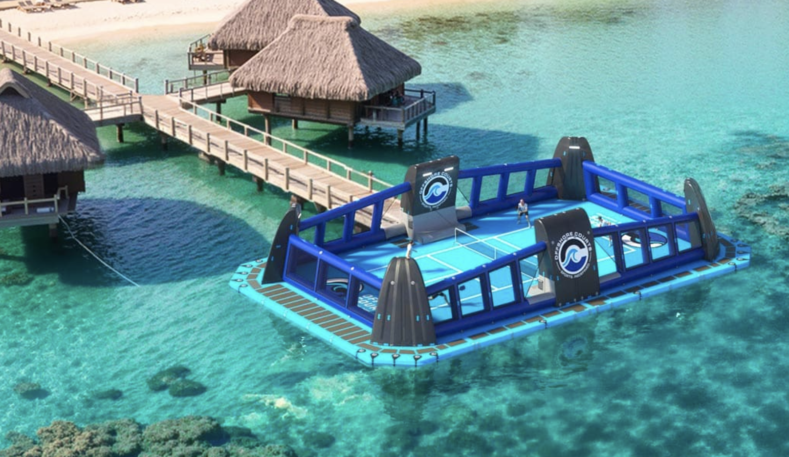 Offshore floating sports court concept render